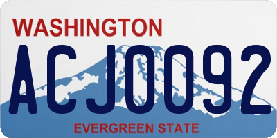 WA license plate ACJ0092
