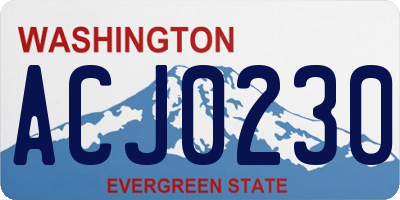 WA license plate ACJ0230