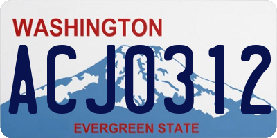 WA license plate ACJ0312