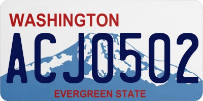WA license plate ACJ0502