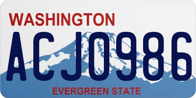 WA license plate ACJ0986