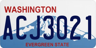 WA license plate ACJ3021