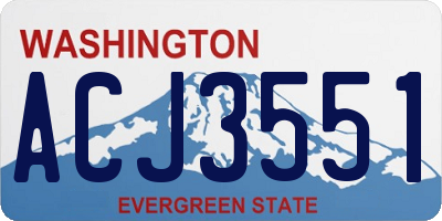 WA license plate ACJ3551