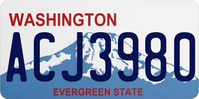 WA license plate ACJ3980