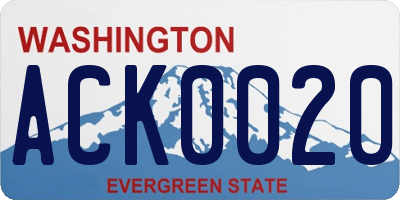 WA license plate ACK0020