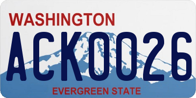 WA license plate ACK0026