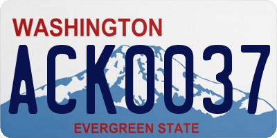WA license plate ACK0037