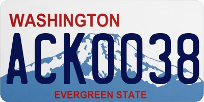 WA license plate ACK0038