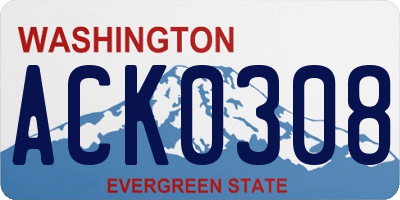 WA license plate ACK0308