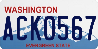 WA license plate ACK0567