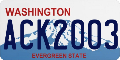 WA license plate ACK2003