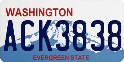WA license plate ACK3838