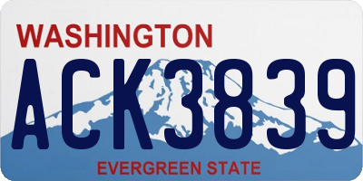 WA license plate ACK3839