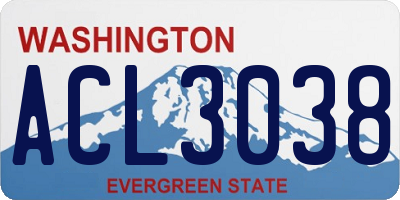WA license plate ACL3038