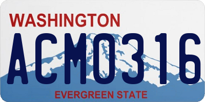 WA license plate ACM0316