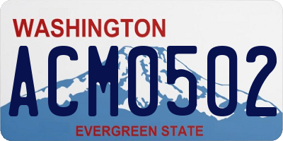 WA license plate ACM0502