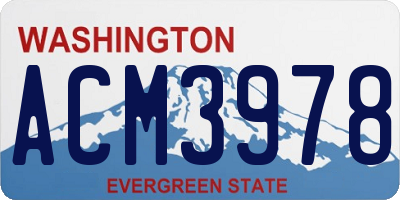 WA license plate ACM3978
