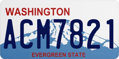 WA license plate ACM7821