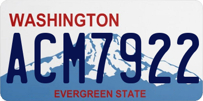 WA license plate ACM7922