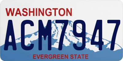 WA license plate ACM7947