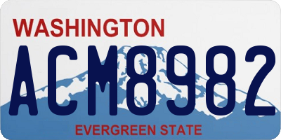 WA license plate ACM8982
