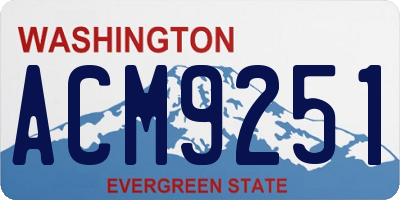 WA license plate ACM9251