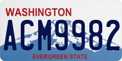 WA license plate ACM9982