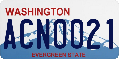 WA license plate ACN0021