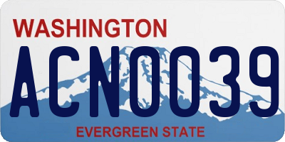 WA license plate ACN0039