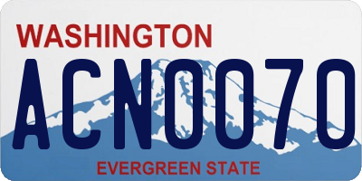 WA license plate ACN0070