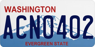 WA license plate ACN0402