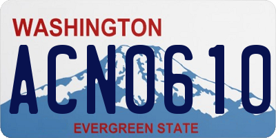 WA license plate ACN0610