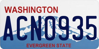 WA license plate ACN0935