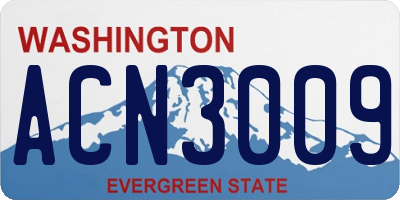 WA license plate ACN3009