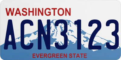 WA license plate ACN3123