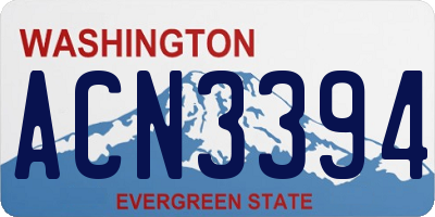 WA license plate ACN3394