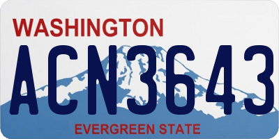 WA license plate ACN3643