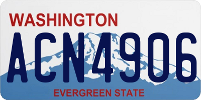 WA license plate ACN4906
