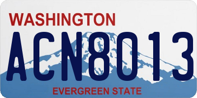 WA license plate ACN8013