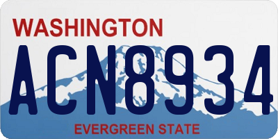 WA license plate ACN8934