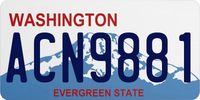 WA license plate ACN9881