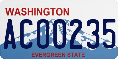 WA license plate ACO0235