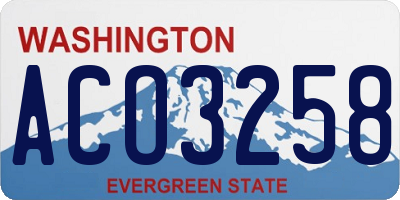 WA license plate ACO3258