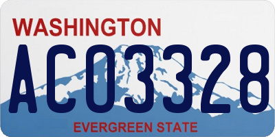 WA license plate ACO3328