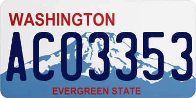 WA license plate ACO3353