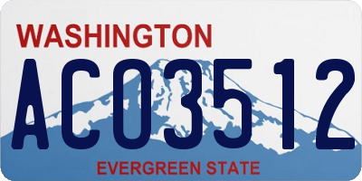 WA license plate ACO3512