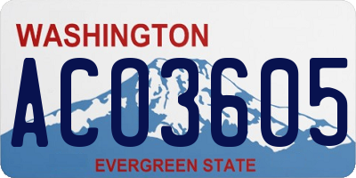 WA license plate ACO3605