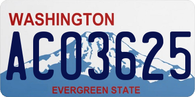 WA license plate ACO3625