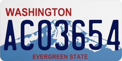 WA license plate ACO3654