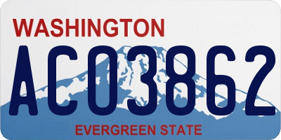 WA license plate ACO3862